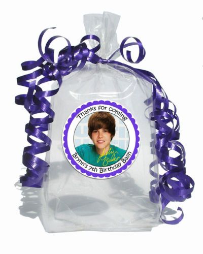 12 JUSTIN BIEBER Party Favor Bags Stickers Ribbon  