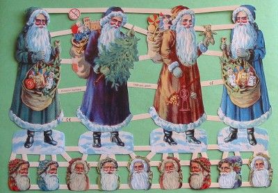 New Victorian Scrap 13 Different Santas All Colors  