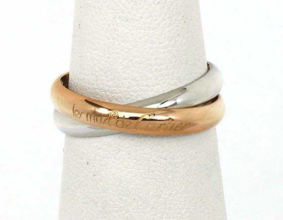DESIGNER CARTIER TWO TONE 18K GOLD ROLLING BAND RING  