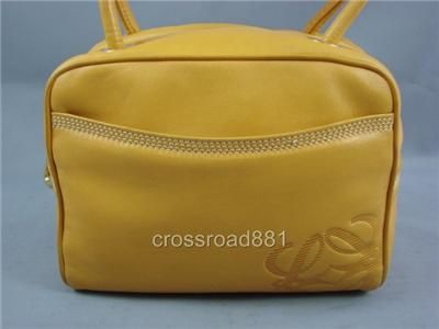 Auth Loewe Yellow Leather Hand Bag Great  