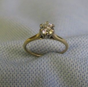 Ladys 14KT Yellow Gold Single Stone Half Carat .55 Diamond Ring size 