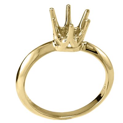 Six Prong Knife Edge Ring Mounting 14K Yellow Gold FREE Worldwide 