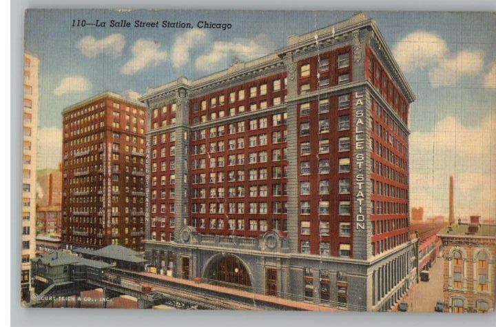 Linen PostcardLa Salle Street StationChicago,Illinois/IL  