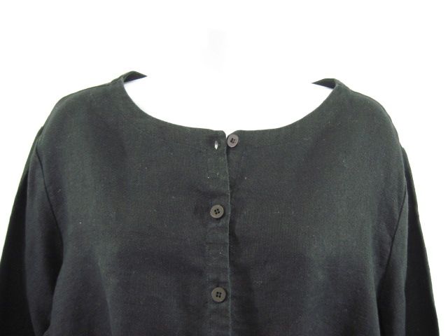 EILEEN FISHER Black Linen Jacket Blazer Blouse Top Sz M  