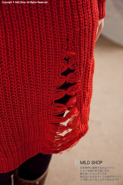   Japanese Korean Fashion Style Scoop Neck Knitted Top Sweater Red color