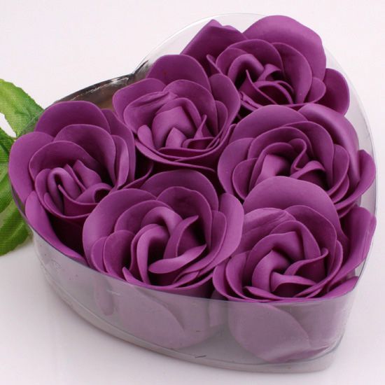 6pc Purple Decorative Rose Bud Petal Soap Wedding Favor  