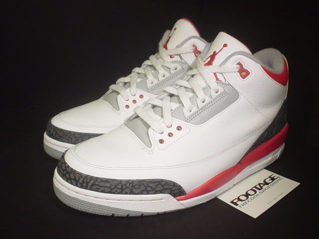   Air Jordan III 3 Retro WHITE FIRE RED CEMENT GREY BLACK Sz 11  