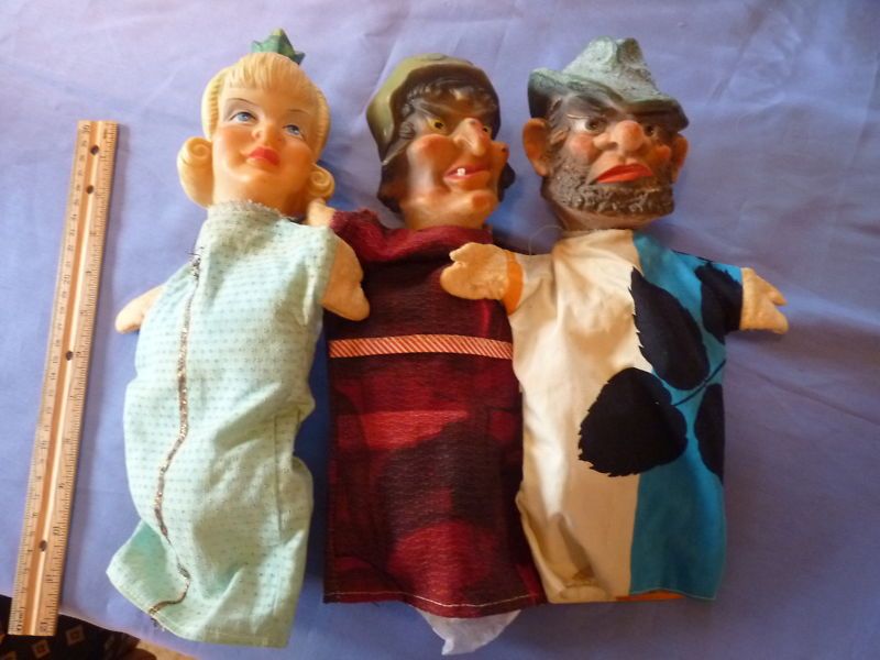 Set Of 8 Vintage Punch & Judy 1950s Hand Puppets  