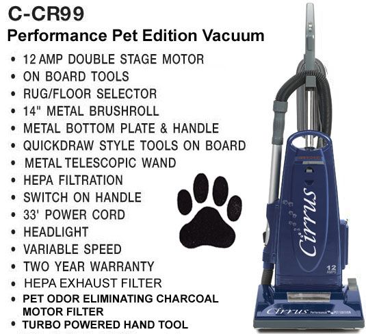 Cirrus C CR99 Pet Edition Upright Vacuum Cleaner New 11120007732 