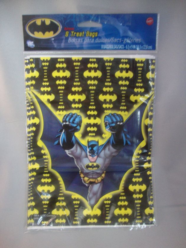 BATMAN PARTY TREAT BAGS    GOODY BAGS    PACKAGE OF 8  