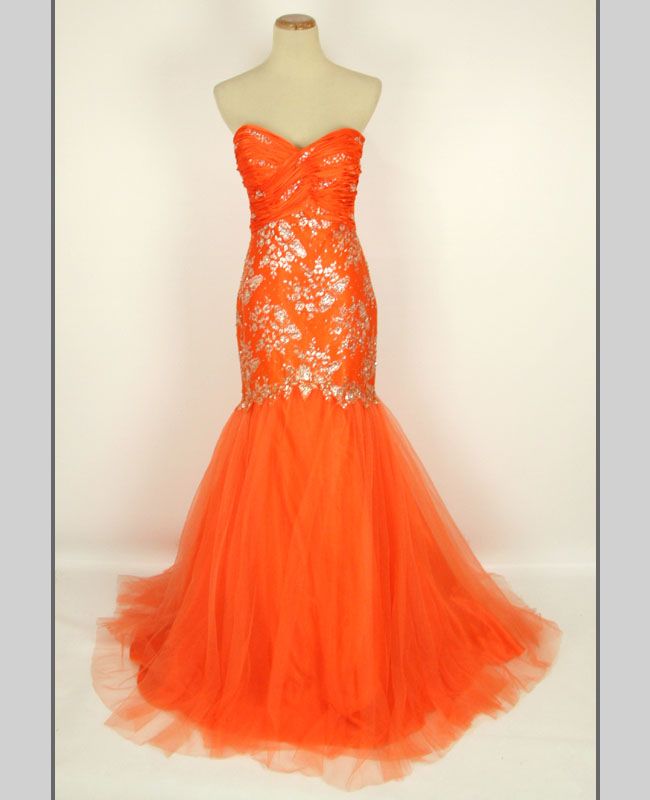 TONY BOWLS Oranges $500 Prom Pageant Evening Gown   BRAND NEW   Size 2 