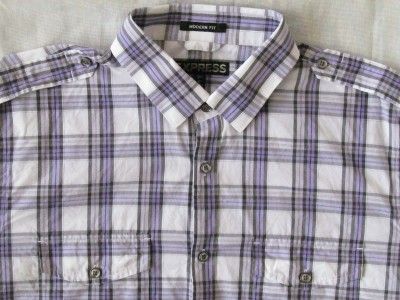 NWOT EXPRESS PLAID MODERN FIT MENS DRESS SHIRT,L  