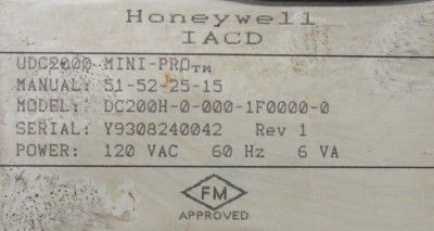 HONEYWELL MINI PRO TEMPERATURE CONTROLLER UDC2000 DC200H 0 000 1F0000 