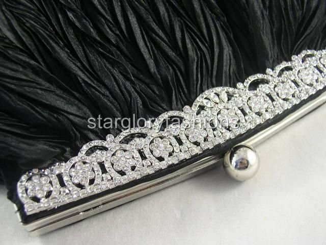 Black ROYAL CRYSTAL FRAME Wedding Purse Clutch & 4 Colors  