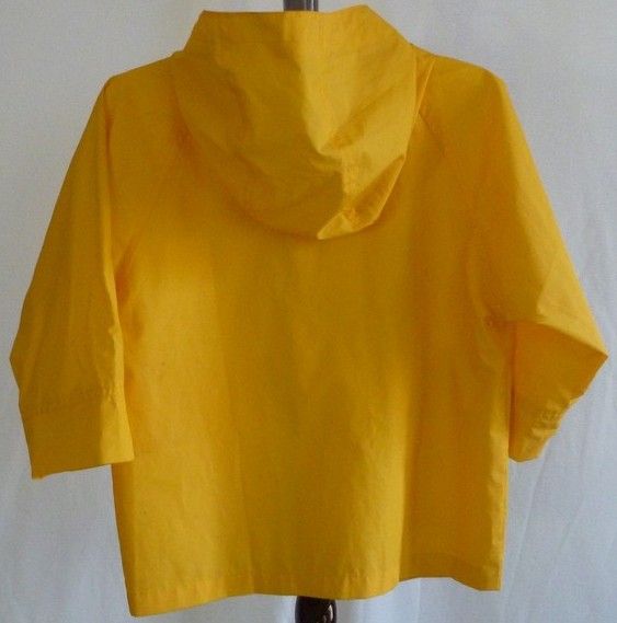   Navy Boys or Girls XXS/XS Hooded Yellow Rain Coat Jacket   Nice Shape