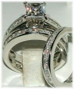 RING PRINCESS WEDDING SET W ETERNITY BAND Sz 5 6 7 8  