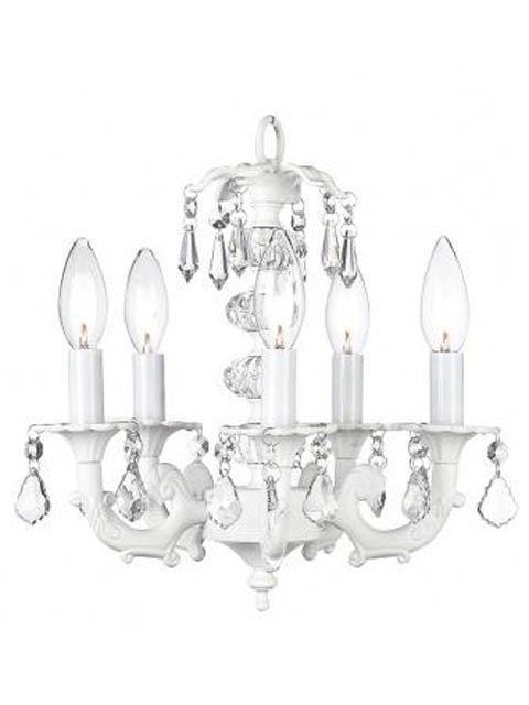 This gorgeous chandelier comes with a white base and is decorated 