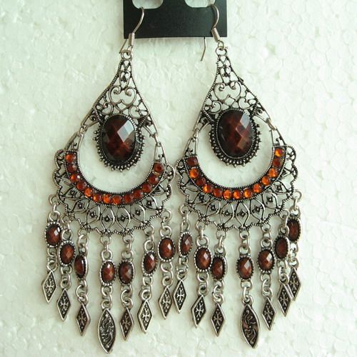 VARY COLORS VINTAGE SWAROVSKI CRYSTAL FRINGE HOOK EARRINGS 1631 