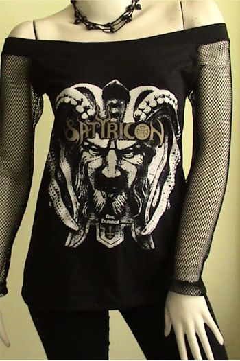 SATYRICON Black Metal Goth DIY Women Top Shirt size M  