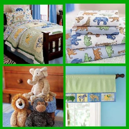 NEW Pottery Barn Zoo Animals Full Quilt+Sheet+Duvet~Boy  