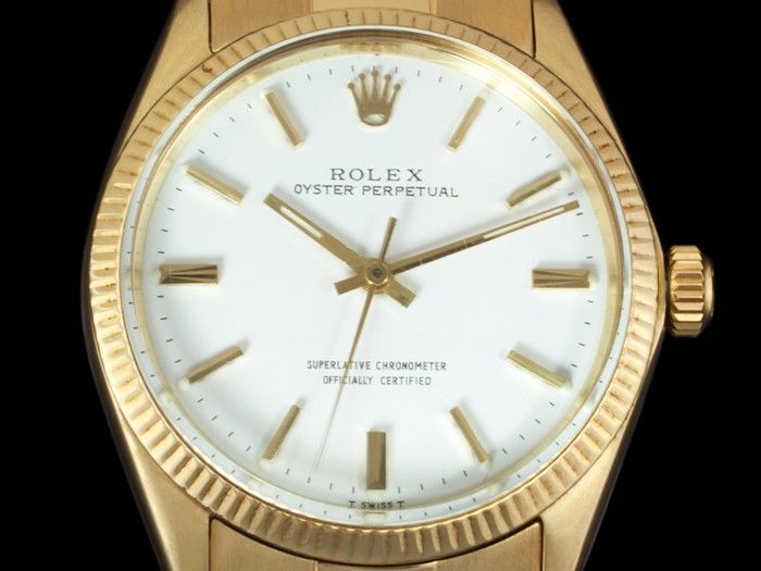 1965 ROLEX Vintage Mens OYSTER PERPETUAL, 34mm Watch, White Dial 