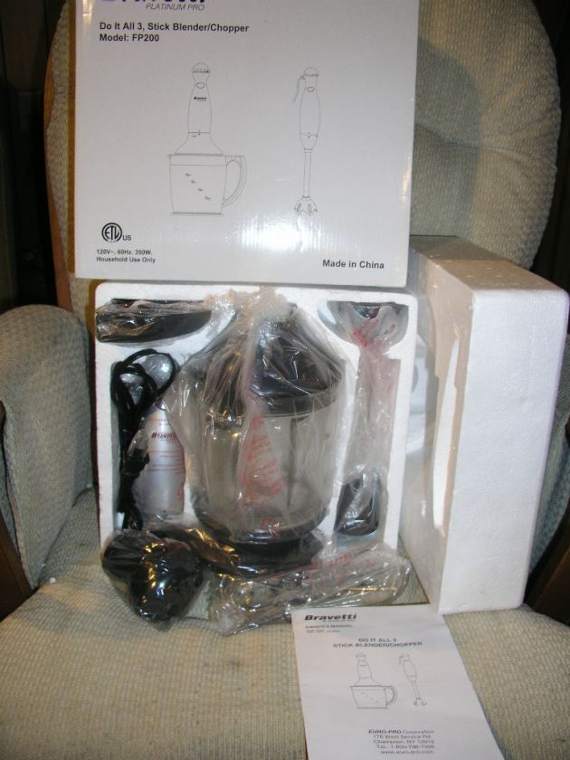 NEW BRAVETTI PLATINUM PRO DO IT ALL STICK BLENDER CHOPPER MODEL FP200