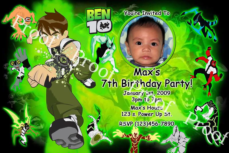 Ben 10 Invitation   Digital File  