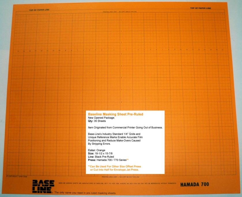 Masking Sheet Baseline Pre Ruled ~ Orange  