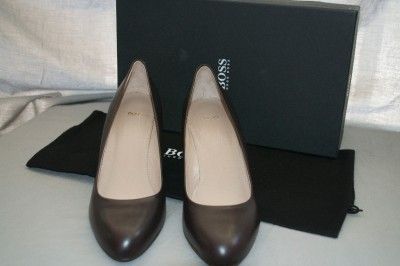 HUGO BOSS BLACK AYLA DARK BROWN LEATHER PUMPS US SIZE 7.5 704349179495 