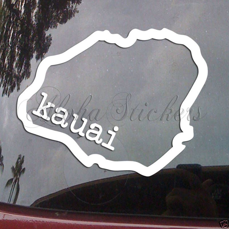 KAUAI ISLAND Outline Vinyl Decal Hawaii Sticker H107  