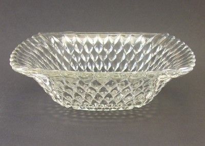   Diamond Quilted Square Pressed Glass Nappy Bon Bon Candy Dish  