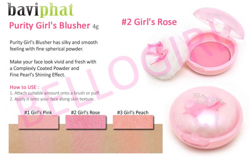 Baviphat Purity Girls Blusher #2 Rose 4g BELLOGIRL  