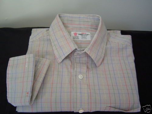 TURNBULL & AND ASSER Mens 15.5 x 32 SHIRT Beige WHITE  