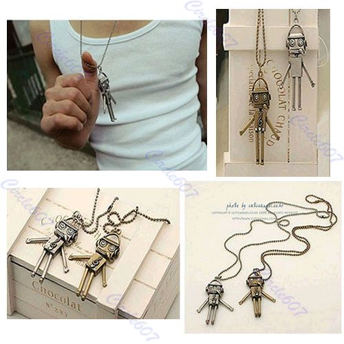 Fashion Ancient Style Cute Robot Notes Necklaces Pendants  