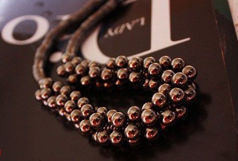 H4889 New Fashion Jewelry multilayer silver black beads chain Necklace 