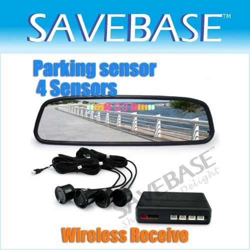 WIRELESS MIRROR LED DISPLAY CAR VAN REVERSING REAR SENSORS 4 PARKING 