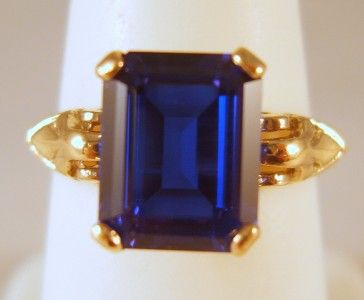 Vintage 10K Yellow Gold 3ct Blue Sapphire Ring 3.6 Grams Size 6.5 No 