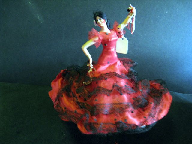 Vintage Flamingo Dancer Senorita Doll W/Red Dress  