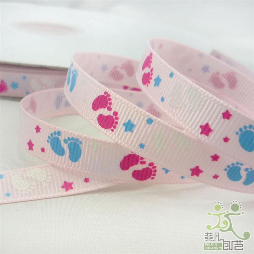 mixed footprint baby Grosgrain RIBBON 5 yard U pick  