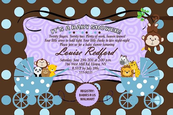 20 TWINS JUNGLE MONKEY POLKA DOT Baby Shower Invitations Invites 