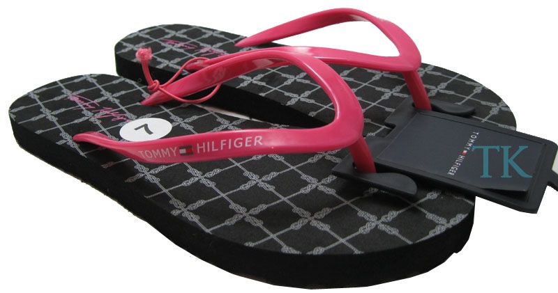 NEW TOMMY HILFIGER FLIP FLOP SANDALS THONGS SHOES BLACK BROWN BLUE 