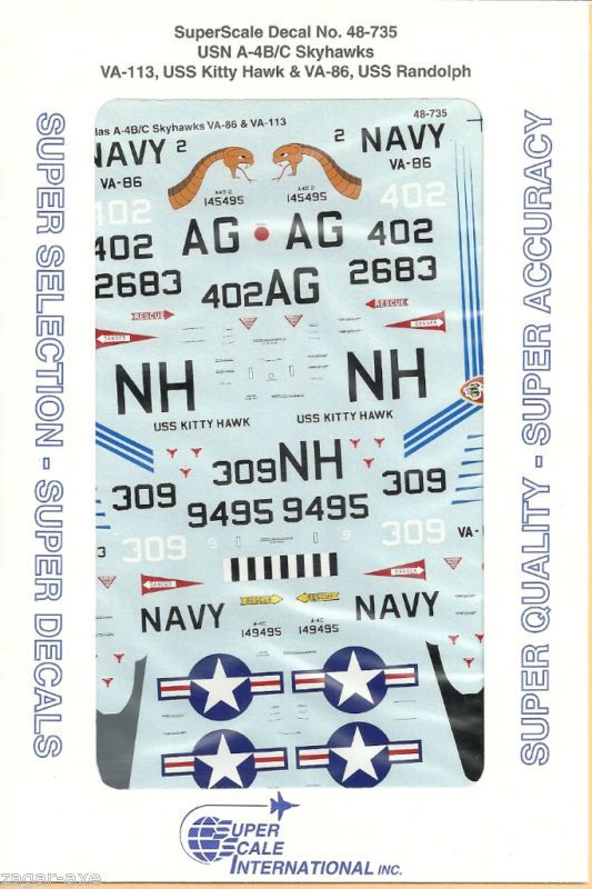 48 SuperScale Decals Skyhawk A 4B VA 86 A 4C VA 113  