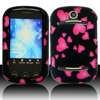 Pantech Pursuit II P6010 Pink Hearts Black Hard Case Phone Cover 