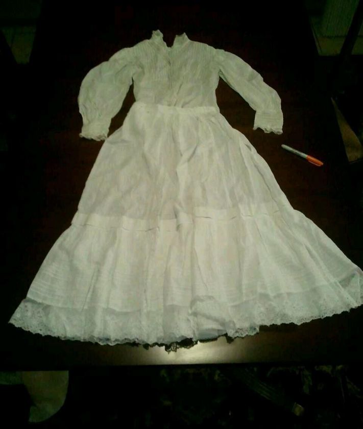 Girls Victorian Two Piece Day Dress Built in Petticoat  