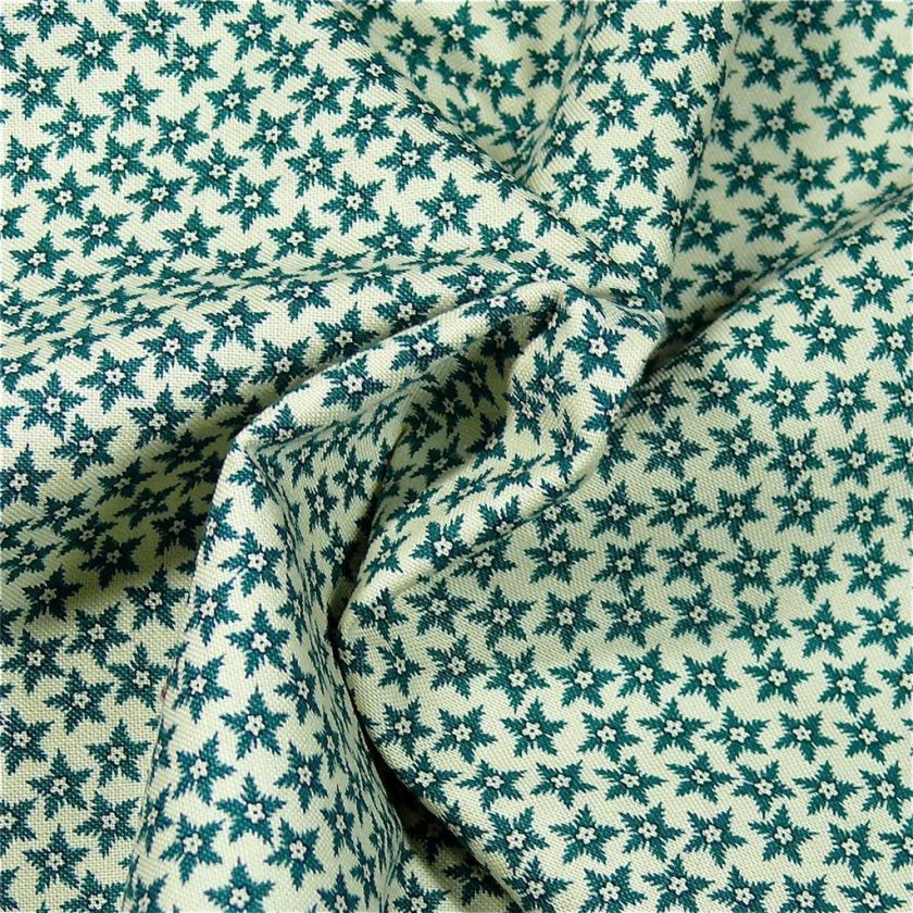   Cotton Fabric Civil War Collection Green Stars on Cream Fat Quarters