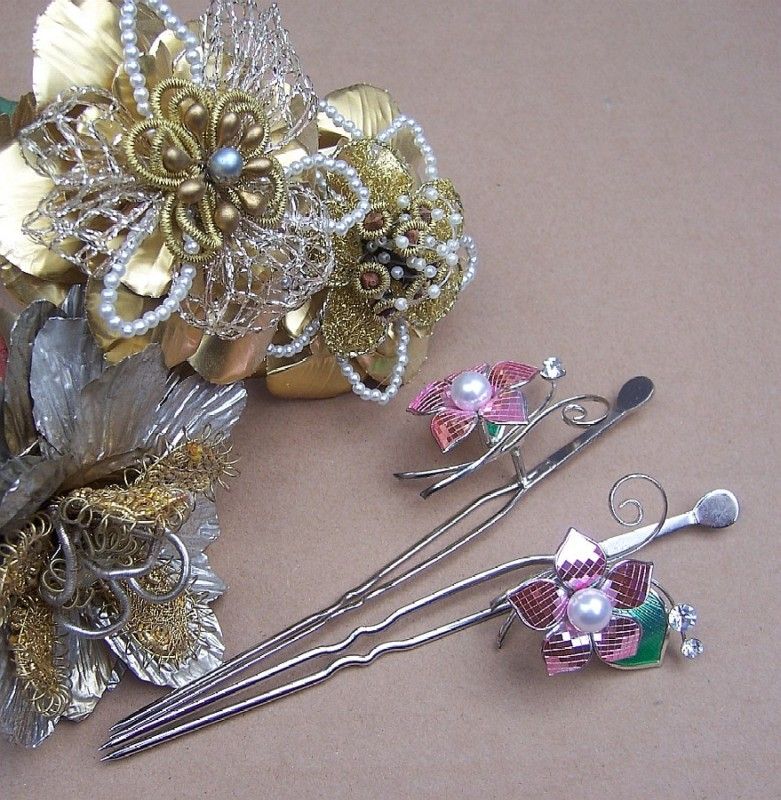 Vintage Japanese hairpins geisha kanzashi comb (E)  