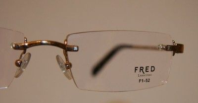 New FRED Lunettes Rimless Eyeglasses ST BARTH 003 Gold F1 52 AUTHENTIC 