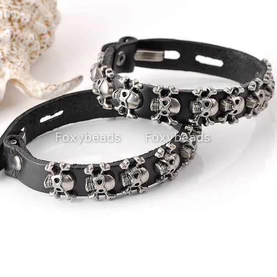   Skull Studs Belt Gothic Punk Rock Bracelet Cuff Wristband  