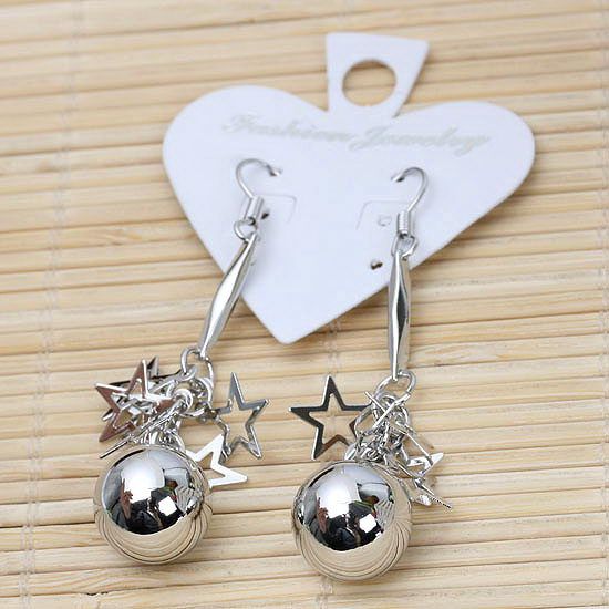 Nickel Free Little Star Ball Dangle Charm Earrings Pair  