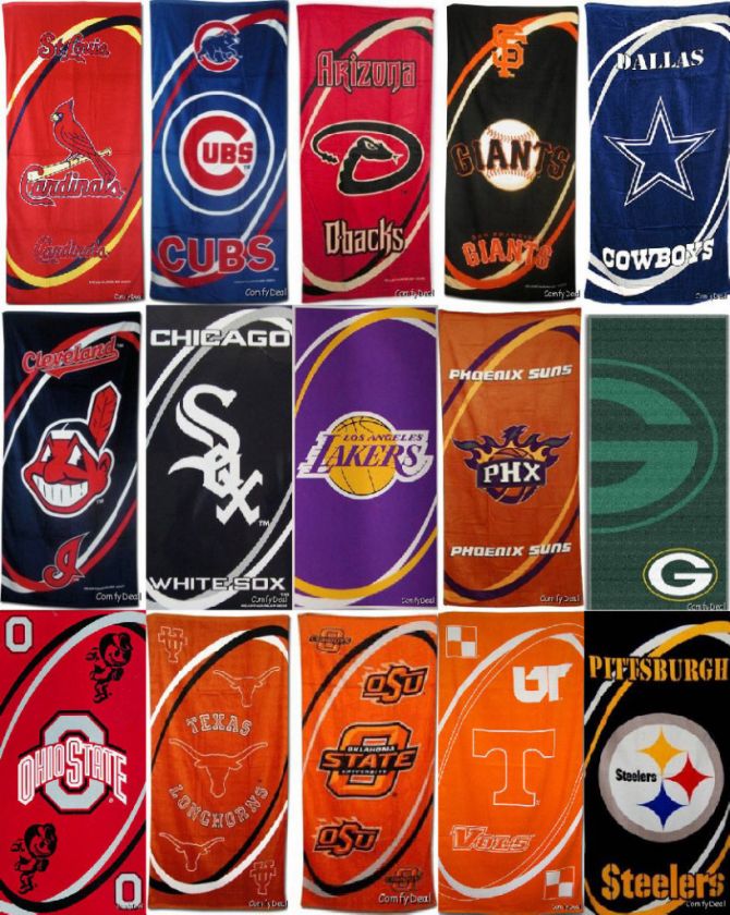 NBA, NCAA, NFL MLB Assorted Team Beach/Bath Sport Towel  